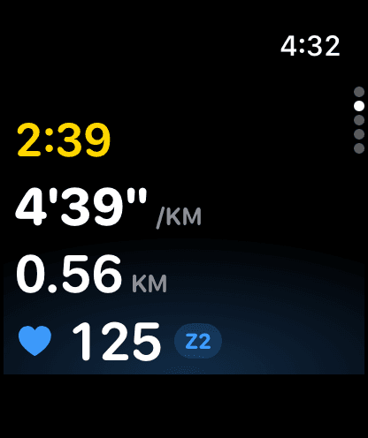 Live run metrics on Apple Watch: pace, distance and heart rate